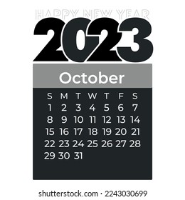 October page calendar in minimal style for new year  2023