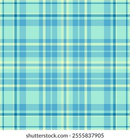 October plaid texture vector, majestic seamless pattern fabric. Festival tartan background check textile in cyan and teal colors palette.