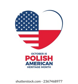 October is Polish American Heritage Month vector illustration. Polish and American flag in heart shape icon vector isolated on a white background. Important day