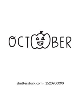 October pumpkin. Vector hand drawn  illustration on white background.