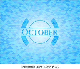 October realistic light blue mosaic emblem