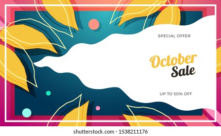 October sale banner colorful design. Vector illustration template