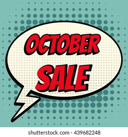 October sale comic book bubble text retro style