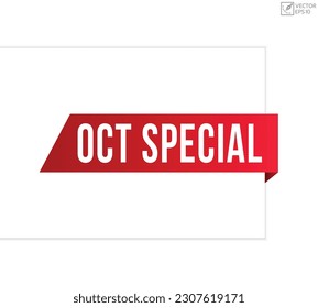 October Special message on ribbon banner. Vector illustration.