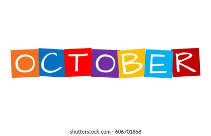october, text in colorful rotated squares