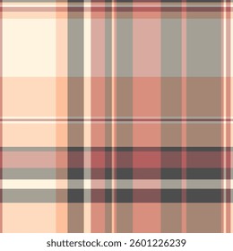 October texture pattern background, aesthetic tartan check fabric. Diagonal vector seamless plaid textile in red and pastel colors palette.