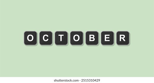 October themed word illustration of computer keyboard, vector format design with bright green background
