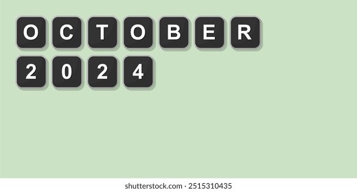 October themed word illustration of computer keyboard, vector format design with bright green background