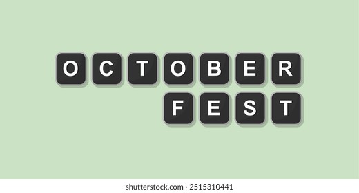 October themed word illustration of computer keyboard, vector format design with bright green background