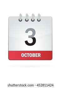 October Three. Calendar Icon