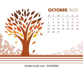 October Tree Calendar 2012. VECTOR