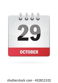 October Twenty Nine. Calendar Icon