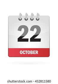 October Twenty Two. Calendar Icon
