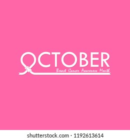 October typographical & Hand Pink ribbon icon.Breast Cancer October Awareness Month Typographical Campaign Background.Women health vector design.Breast cancer awareness logo design.Breast Cancer icon