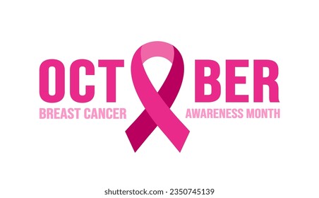 October is October typography breast cancer awareness month background template. Holiday concept. background, banner, placard, card, and poster design template with ribbon and text inscription. vector