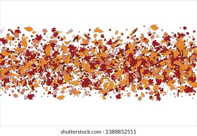 October Vector Background with Golden Falling Leaves. Autumn Illustration with Maple Red, Orange, Yellow Foliage. Transparent Background. Vector illustration
