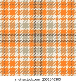 October vector check texture, everyday background plaid seamless. Checking tartan textile pattern fabric in orange and white colors palette.