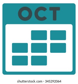 October vector icon. Style is bicolor flat symbol, soft blue colors, rounded angles, white background.