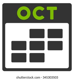October vector icon. Style is bicolor flat symbol, eco green and gray colors, rounded angles, white background.
