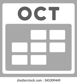 October vector icon. Style is bicolor flat symbol, dark gray and white colors, rounded angles, silver background.