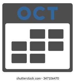 October vector icon. Style is bicolor flat symbol, cobalt and gray colors, rounded angles, white background.