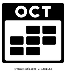 October vector icon. Style is flat symbol, black color, rounded angles, white background.
