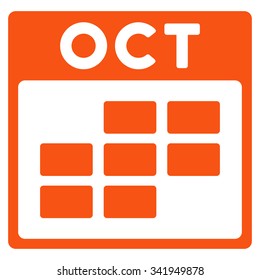October vector icon. Style is flat symbol, orange color, rounded angles, white background.