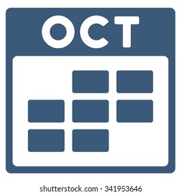 October vector icon. Style is flat symbol, blue color, rounded angles, white background.