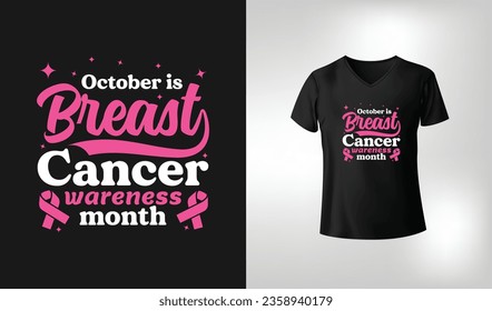 In October we wear Pink (Breast Cancer) - hand drawn Breast Cancer Awareness month October lettering phrase. Brush ink vector quote for banners, greeting card, poster design. Fight and survive concept