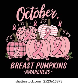 In October we wear pink Breast cancer awareness T-shirt