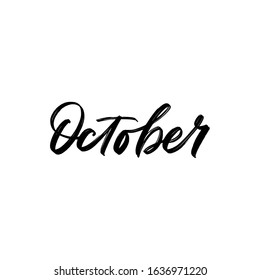 OCTOBER WINTER MONTH VECTOR HAND LETTERING. WINTER MONTH TYPOGRAPHY