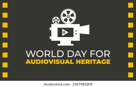 October is  World Audiovisual heritage day. Holiday concept. Template  Suitable for greeting card ,background, banner, card, poster with text inscription. cities day illustration Vector 