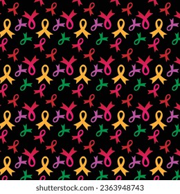 October is the World Breast Cancer Seamless Pattern background template with ribbon.