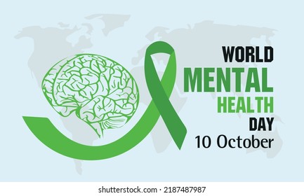 October Is World Mental Health Day Background Illustration Banner Eps 10