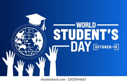 October is World students' day, . Holiday concept. Template for greeting card ,background, banner, card, poster with text inscription. colorful Vector illustration