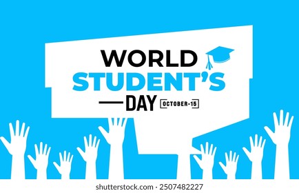 October is World students' day, . Holiday concept. Template for greeting card ,background, banner, card, poster with text inscription. colorful Vector illustration