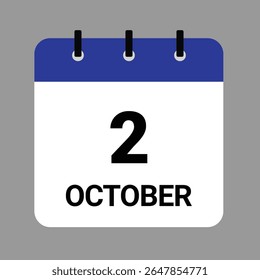 OCTOBER-02- Daily Calendar Icon - White Background