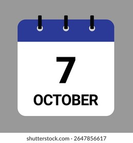 OCTOBER-07- Daily Calendar Icon - White Background