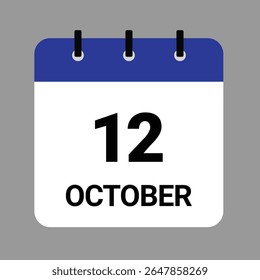OCTOBER-12- Daily Calendar Icon - White Background