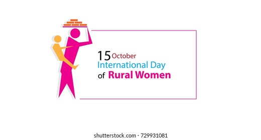 October-15-international-day-of-rural-women,Text for International Day of Rural Women on October 15,rural women icon vector image.