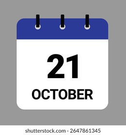 21 DE OUTUBRO - Ícone Calendário Diário - Plano De Fundo Branco