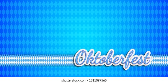 Octoberfest background with blue-and-white checkered pattern, latest and modern oktoberfest banners, text