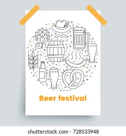Octoberfest, beer festival design, vector brochure mockup