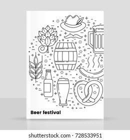 Octoberfest, beer festival design, vector brochure mockup