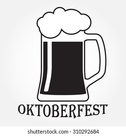 Octoberfest beer symbol isolated on white background. Beer mug or glass icon. Vector illustration. 