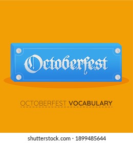 Octoberfest blue octoberfest vocabulary orange background - Vector