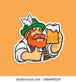 octoberfest cartoon character sticker vector