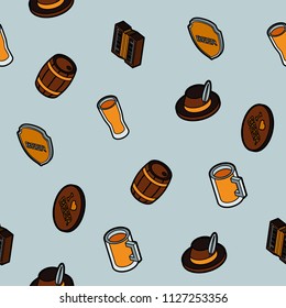 Octoberfest color outline isometric pattern