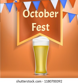 Octoberfest concept banner. Realistic illustration of octoberfest vector concept banner for web design