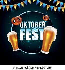 Octoberfest festival design & banner. Full glass of beer.